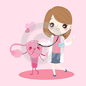 Cartoon uterus with doctor photo