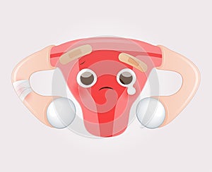 Cartoon with uterus health concept