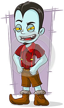 Cartoon vampire kid in red shirt