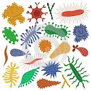 Cartoon various microbes