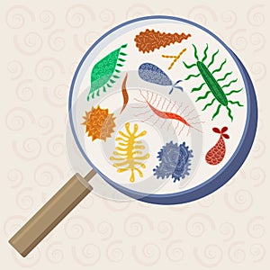 Cartoon various microbes