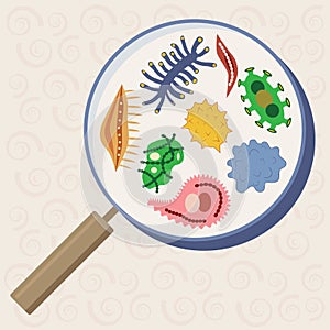Cartoon various microbes