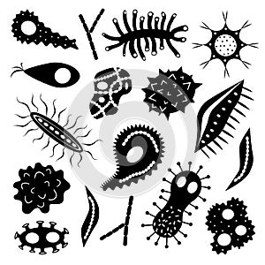 Cartoon various microbes