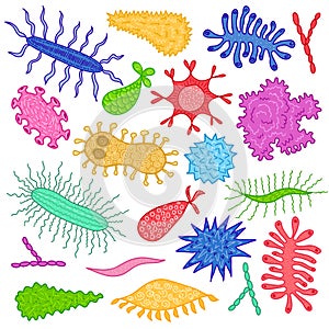 Cartoon various microbes