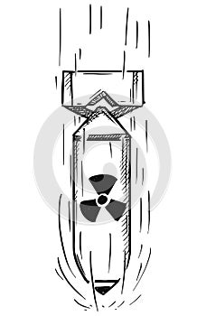Cartoon Vector of Air Bomb with Nuclear Atomic Symbol Sign