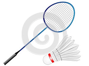 Cartoon Vector Badminton Racket with Feather