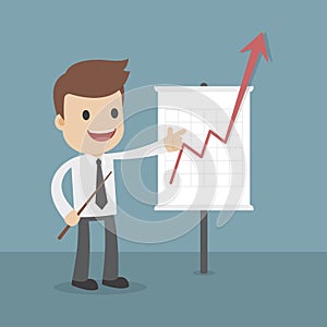 Cartoon Vector Businessman and Growth Chart