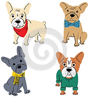 Cartoon vector character french bulldog