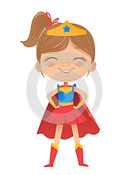 Cartoon vector characters Superheroe Girl, isolated on white background. Perfect for party, invitations, web, mascot. photo