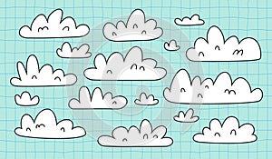 Cartoon Vector Clouds. Flat Comic Graphic. Abstract Cloudy Sky. Isolated Cloud Shapes