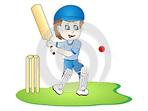 Cartoon Vector Cricketer Batsman