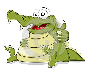 Cartoon vector crocodile with fingers combination