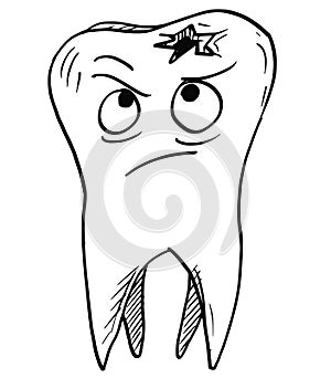 Cartoon Vector of Decayed Carious Tooth