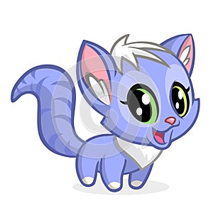Cartoon vector drawing illustration of sitting blue kitty