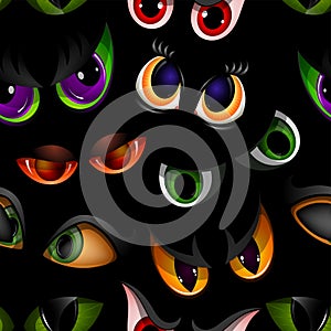 Cartoon vector eyes beast devil monster animals eyeballs of angry or scary expressions evil eyebrow and eyelashes on