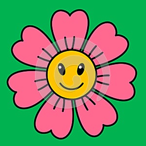 Cartoon vector funny cute Comic characters, daisy flower.