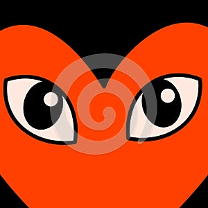 Cartoon vector funny cute Comic characters, heart with eyes.