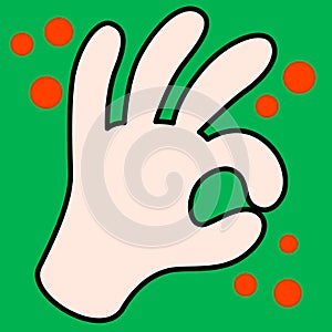 Cartoon vector funny cute Comic characters, OK hand gesture.