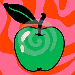 Cartoon vector funny cute Comic characters, red apple.