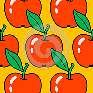 Cartoon vector funny cute Comic characters, red apple.