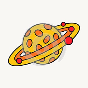 Cartoon vector funny cute Comic characters, saturn planet.