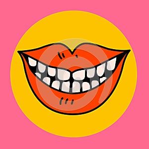Cartoon vector funny cute Comic characters, smiling mouth.