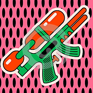 Cartoon vector funny cute Comic characters, toy water gun.