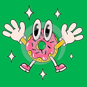 Cartoon vector funny cute donut Comic character