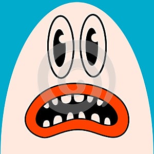 Cartoon vector funny cute monster face Comic character.