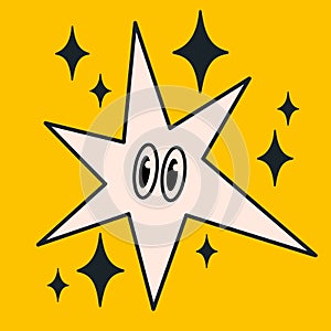 Cartoon vector funny cute star Comic character.