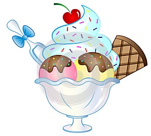 Cartoon Vector Ice Cream Sundae photo