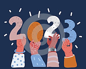 Cartoon vector illuatration of Big Set of 2023 Happy New Year 2023 number design template. Collection of 2023 Happy New