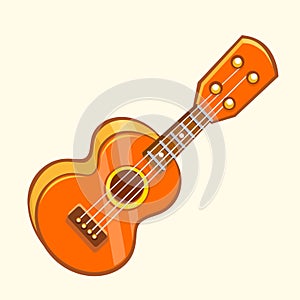 Cartoon Vector Illustration of Acoustic Guitar or ukulele. Cartoon clip art. Musical instrument icon. photo