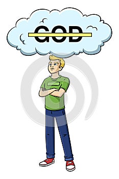 Atheist thinking about God photo