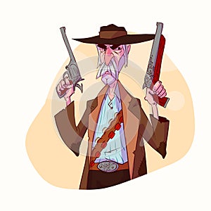 Cartoon vector illustration of a bounty hunter