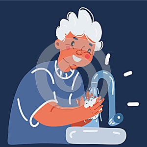 Cartoon vector illustration of boy who Washing Hands For Daily Personal Care