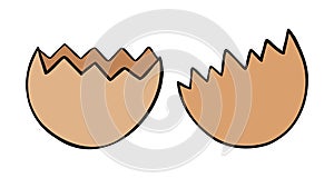 Cartoon vector illustration of broken eggshell