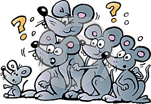 Cartoon Vector illustration of a Bunch of Wondering Mice