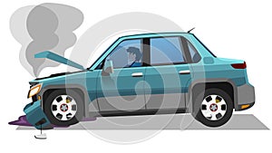 Cartoon Vector or Illustration of car accident.