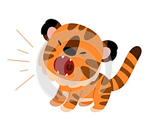 Cartoon vector illustration, Cartoon characters tiger growls