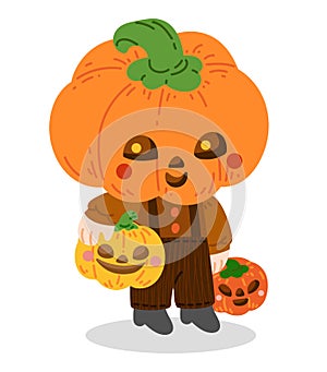 Cartoon vector illustration, Halloween pumpkin boy