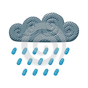 Cartoon vector illustration of cloudy thunderstorm