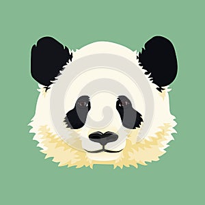 Cartoon vector illustration. Cute giant panda face. Black and white asian bear.