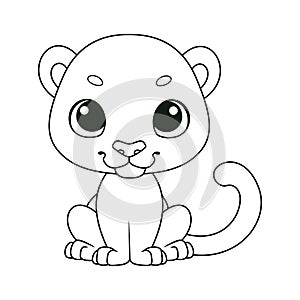 Cartoon vector illustration of cute panther coloring page