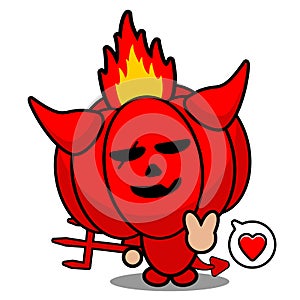 Red devil pumpkin mascot love