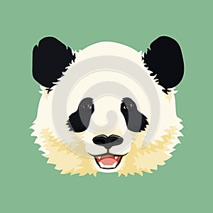 Cartoon vector illustration. Cute smiling giant panda face. Black and white asian bear.