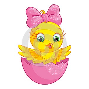 Cartoon vector illustration of Easter egg with chicken