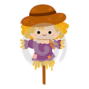Cartoon vector illustration forkids, Cute scarecrow