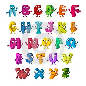 Cartoon Vector Illustration of Funny Capital Letters Alphabet