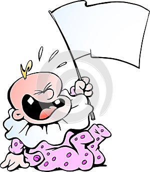 Cartoon Vector illustration of a hysterically screaming Baby Girl photo